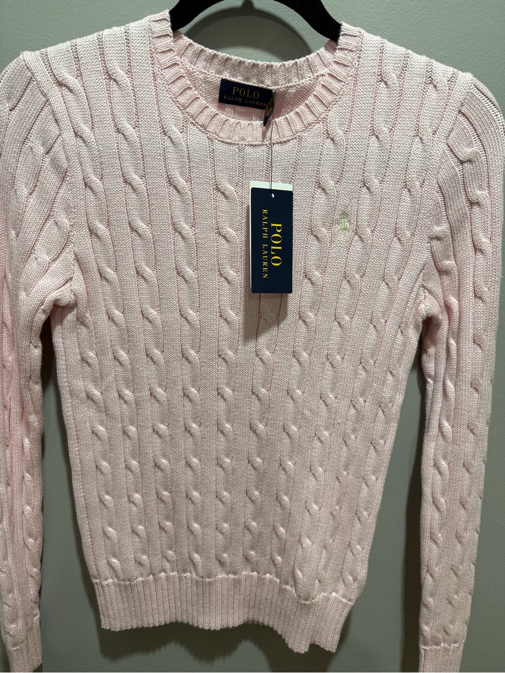 Polo by Ralph Lauren Pink Cable-Knit Crewneck Sweater size small NWT! - Picture 2 of 6